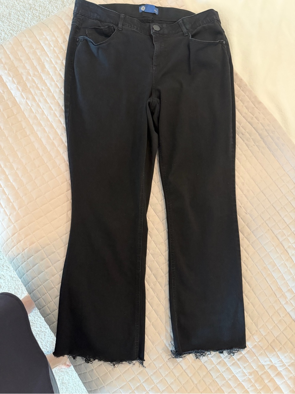 Democracy Black Flare Jeans with Frayed Hem & Ab Solution